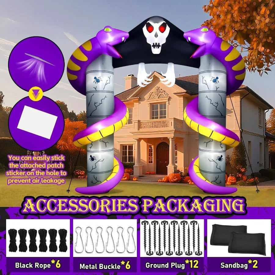 Halloween Inflatable Arch Ghost Decoration with Builtin LEDs for Outdoor and Indoor Use Perfect for Yard Garden Lawn Party Chri