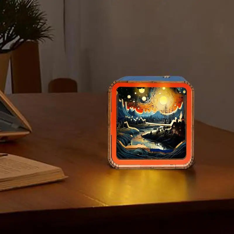 LED Light Wooden Puzzle Wireless Wooden Puzzles 3D LED Night Light 3D Nightlight Wooden Puzzle Toy Home Desk Decor for Kids