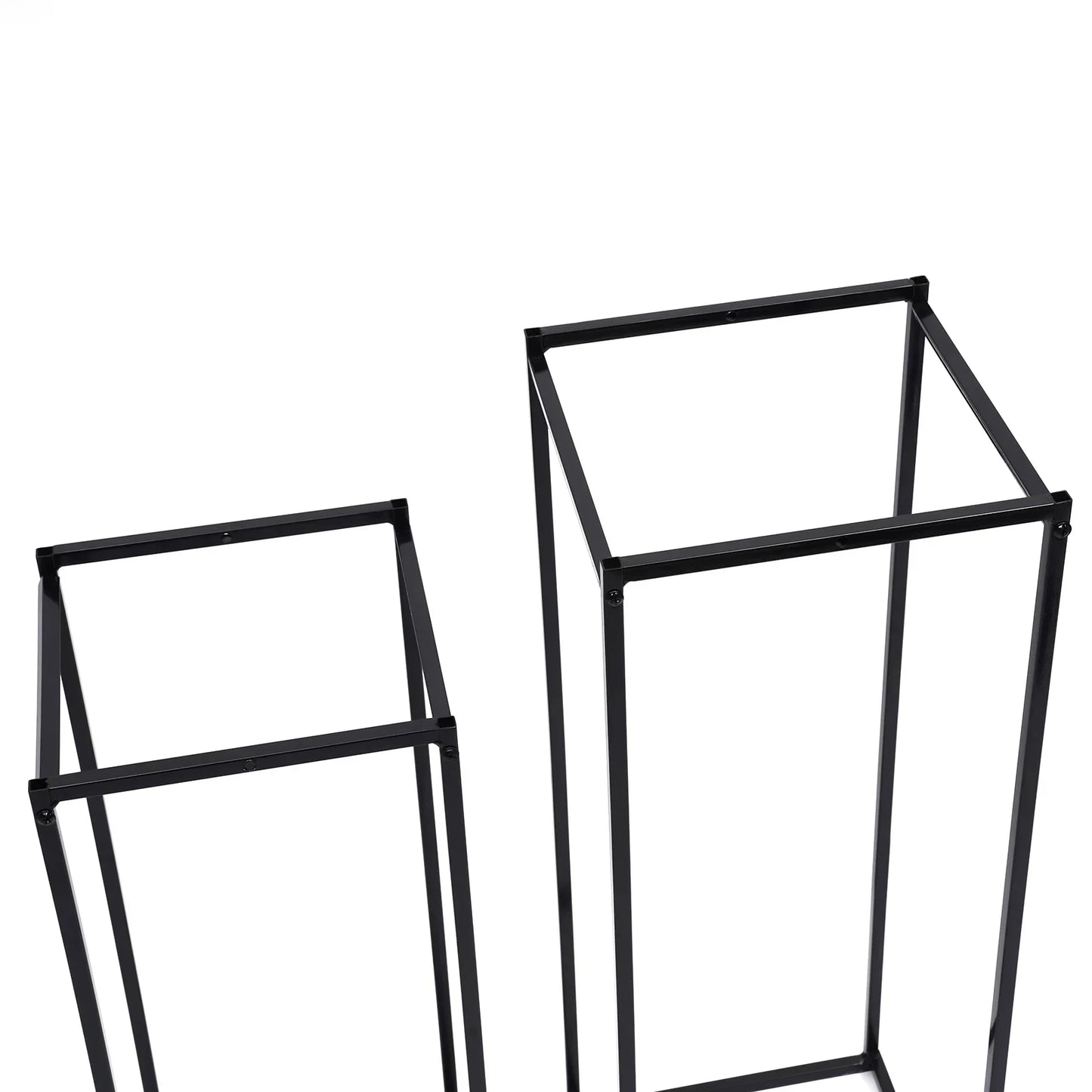 Black Set of 2 Metal Stand Plant Stand High Square Rack Flower Holder for Wedding Living Room Patio Garden