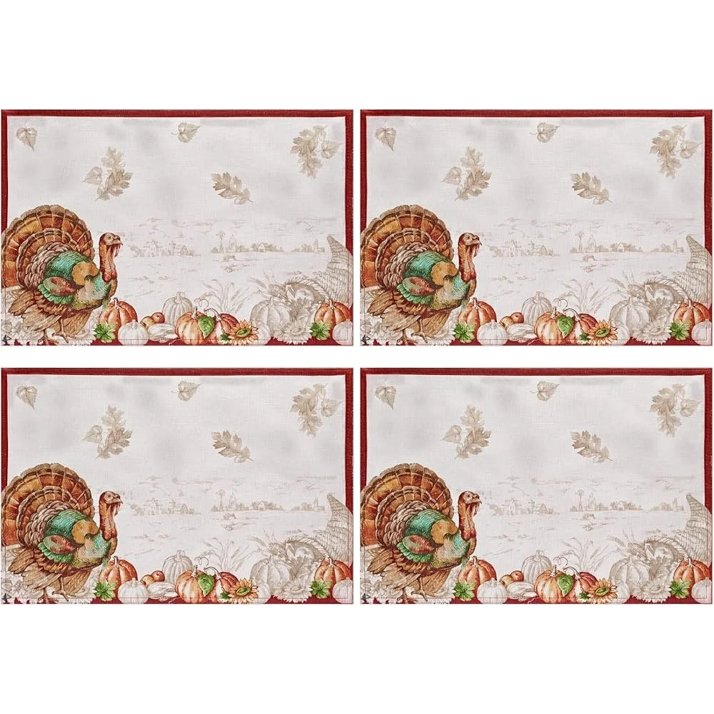 Elegant Autumn Placemats Set of 4 Seasonal Dining Table Decor 100 Polyester Machine Washable Thanksgiving Table Setting