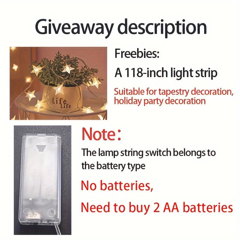 1pc Tapestry Luminous Christmas Gift, Christmas Night Fireplace Christmas Stocking Tapestry Popular Party Photo Studio Props