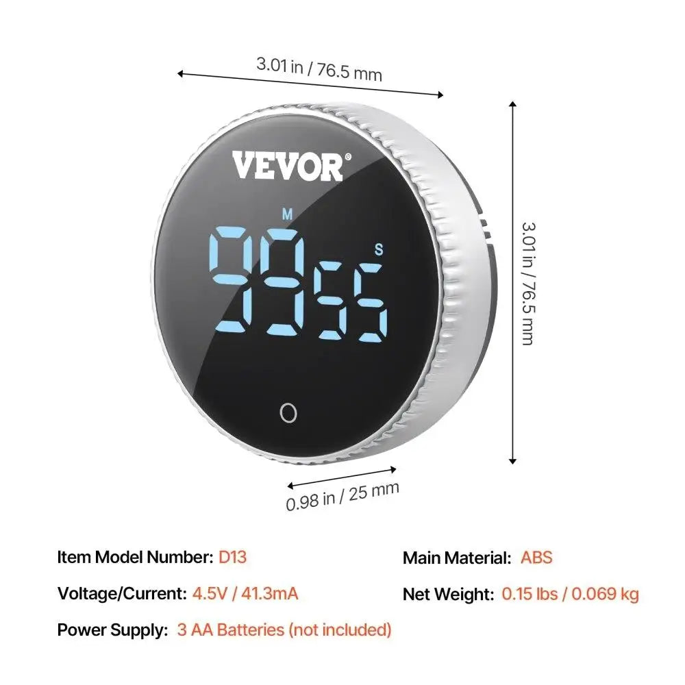 Digital Kitchen Timer Magnetic Countdown Durable Sticky Display