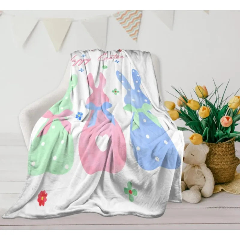 Cute Easter bunny blanket for sofa bed, soft and comfortable blanket, suitable for girls, children and adults home decoration