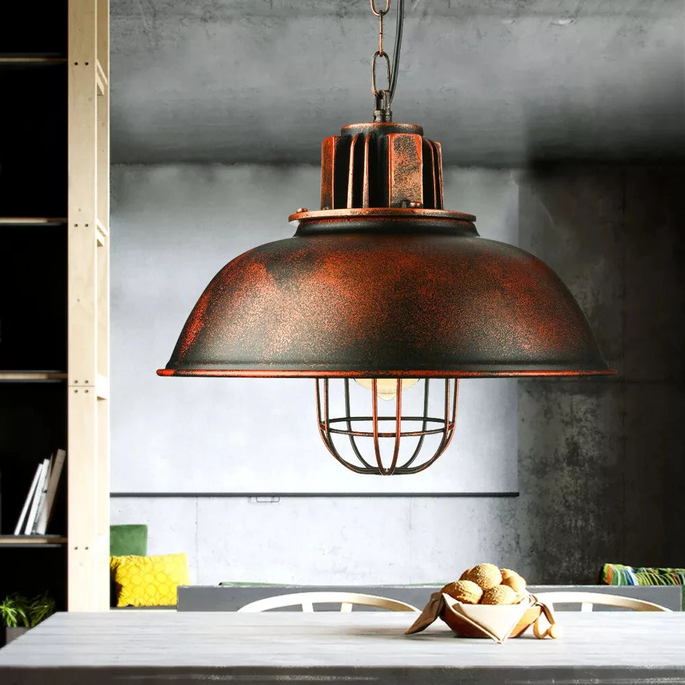 Vintage Industrial Pendant Light - Rustic Farmhouse Hanging Ceiling Lamp Fixture