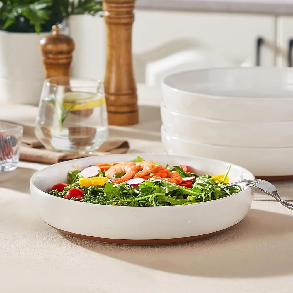 48 Oz Pasta Bowls Set Of 4, Large Salad Serving Bowls For Kitchen, Ceramic Soup Bowls Pasta Plates For Dinner, Microwave