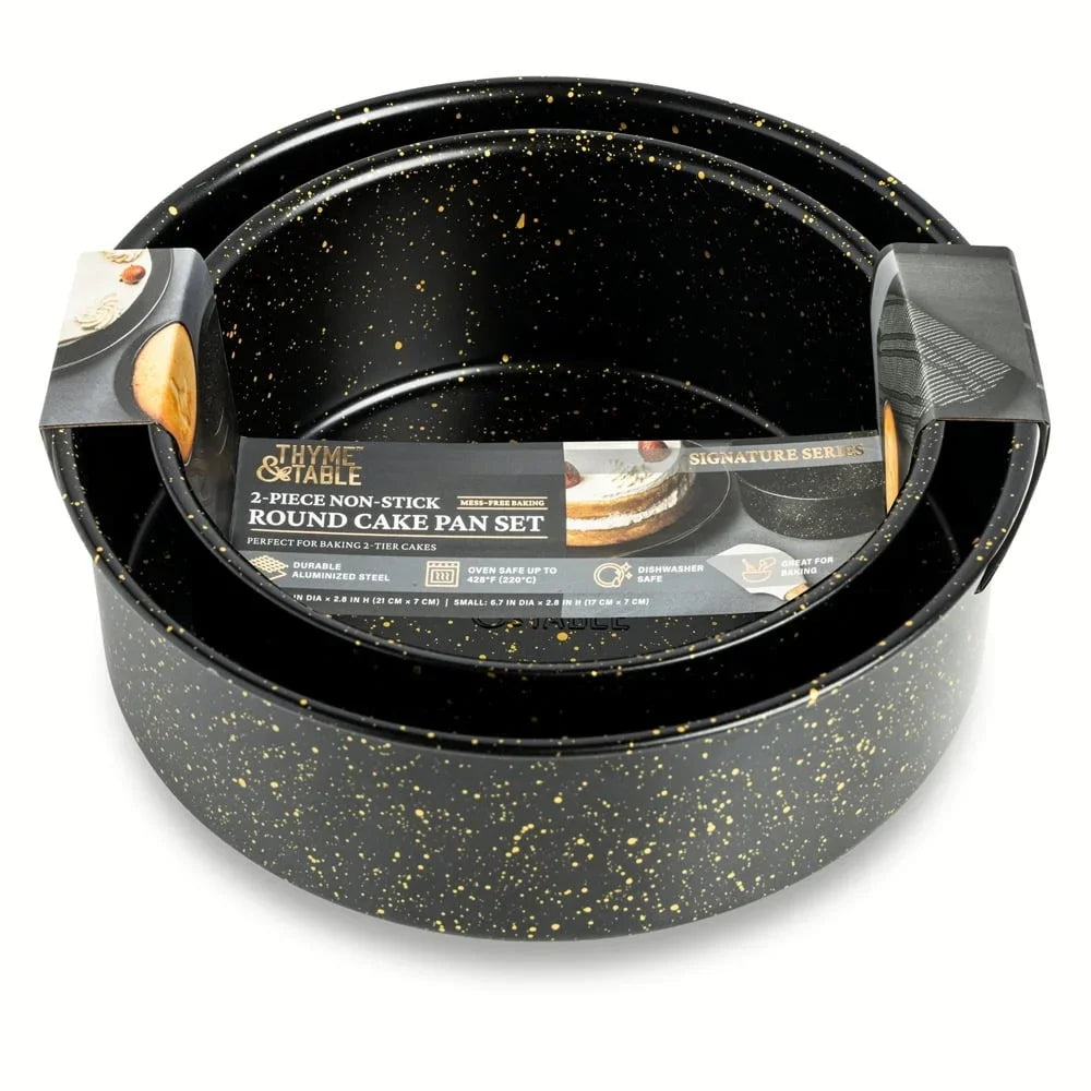 Non-Stick Round Cake Pan Set 2-Piece Bakeware Kitchen Essentials Layer Cake Bake Pans Aluminized Steel Oven Safe Easy Release