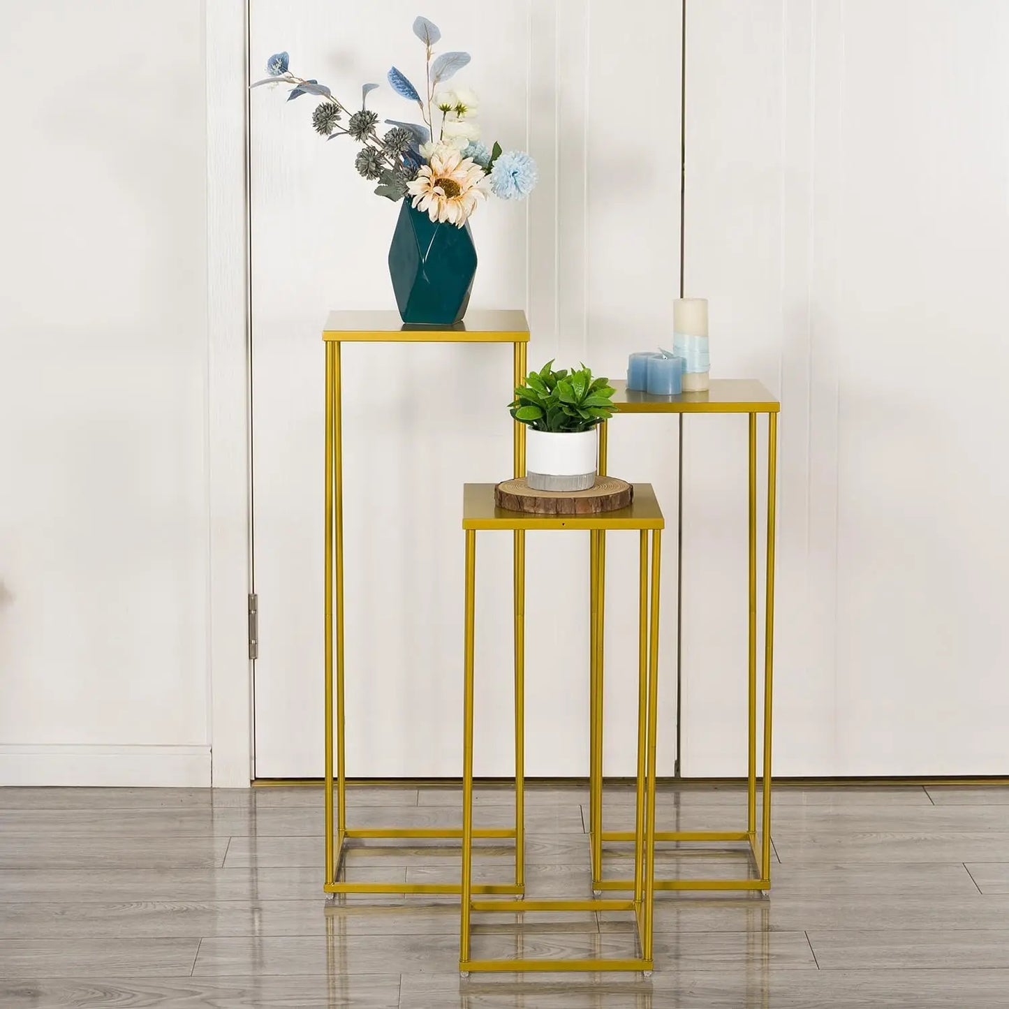 3PCS Metal Plant Stand Sets Black Pedestal Stands for Party Living Room Wedding Decoration Tall Centerpiece Stands