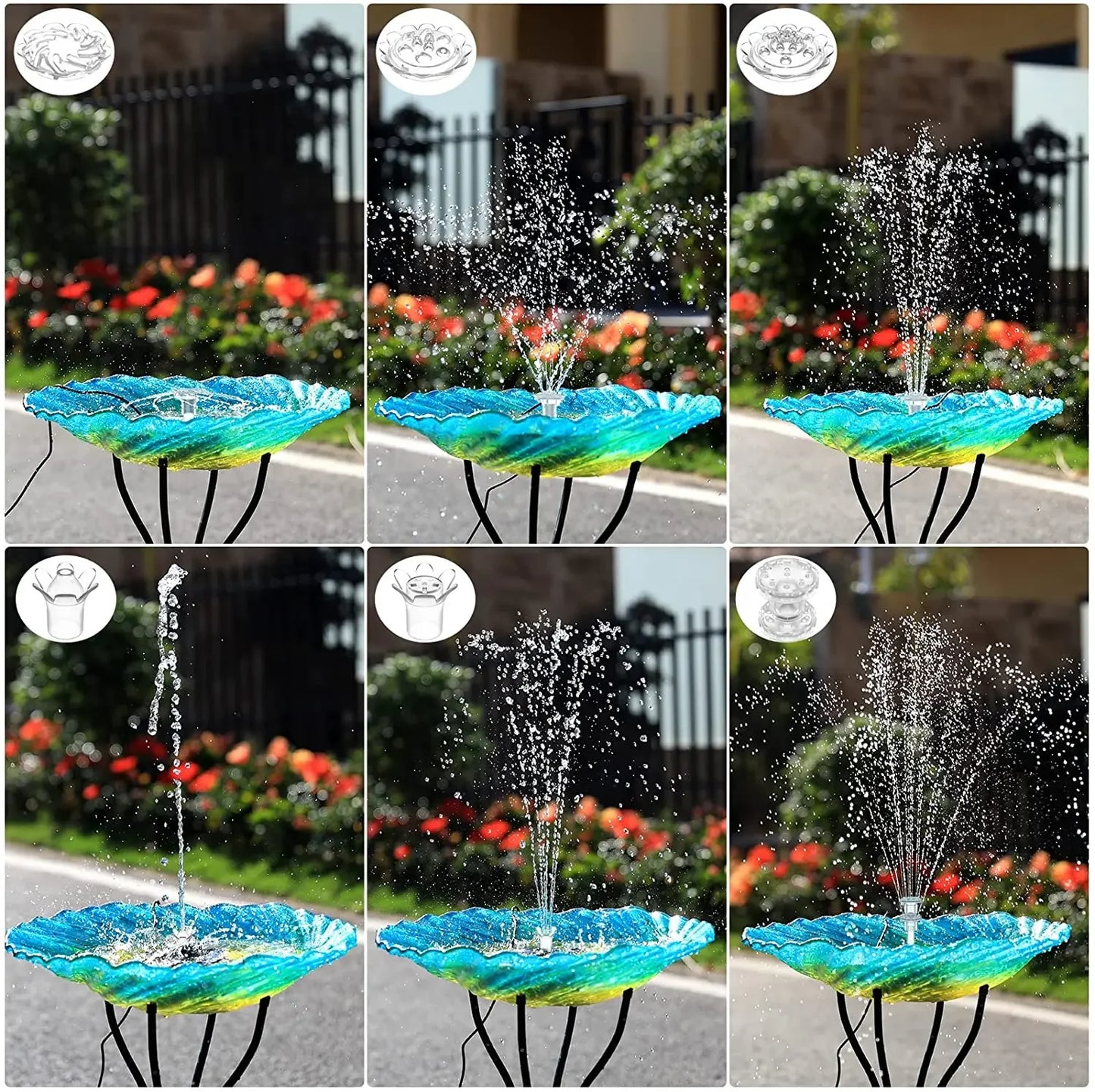 3.5W Solar Fountain Pump, Solar Powered Water Fountain Pump with 6 Nozzles,Solar Birdbath Floating Fountain for Garden