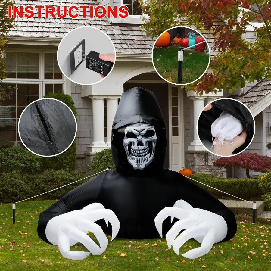 7 FT Halloween Inflatables Large Grim Reaper with LED Lights Blow Up Yard Prop Decor for Outdoor Indoor Use Scary Inflatable De