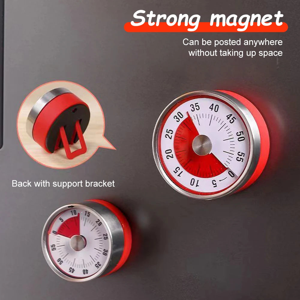 60-minute Kitchen Time Manager Mechanical Visual Countdown Timer Mini Magnetic Timing Machine for Cooking