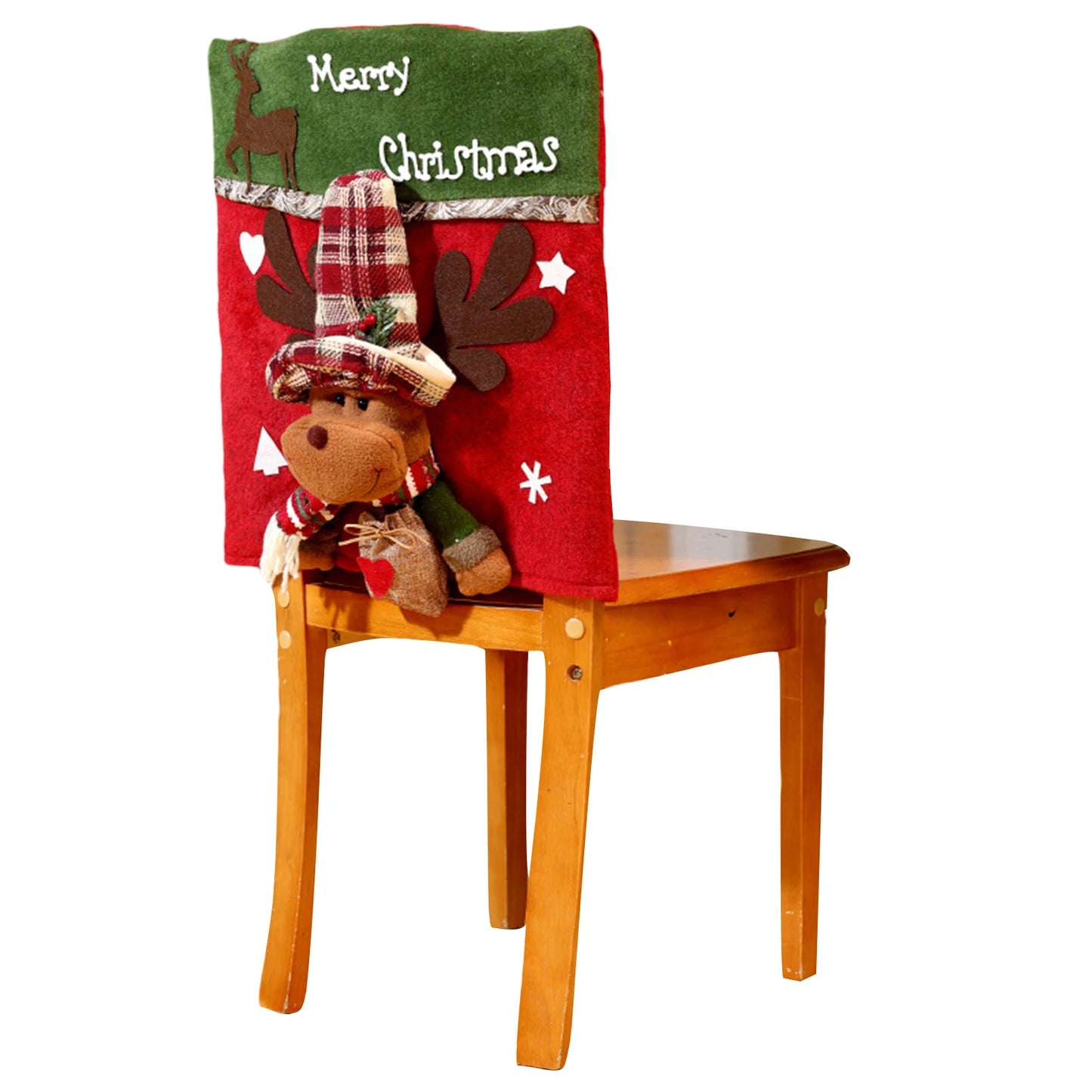 46x54cm Creative Xmas Slipcovers 3D Santa Claus/Snowman/Elk Chair Cover 2025 New Year Kitchen Decoration Dining Chair Back Cover