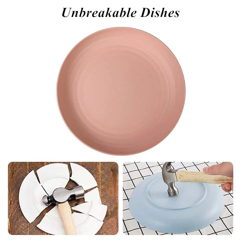 Wheat Straw Plates Lightweight Unbreakable Dinner Dishes Plates Set Dishwasher & Microwave Safe (Extra Large 8 Pa 10')
