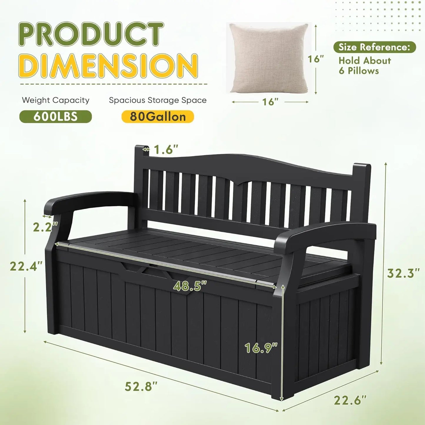 80 Gallon Storage Bench Outdoor Deck Box with Armrest, Patio Furniture,Lockable, Waterproof and UV Resistant