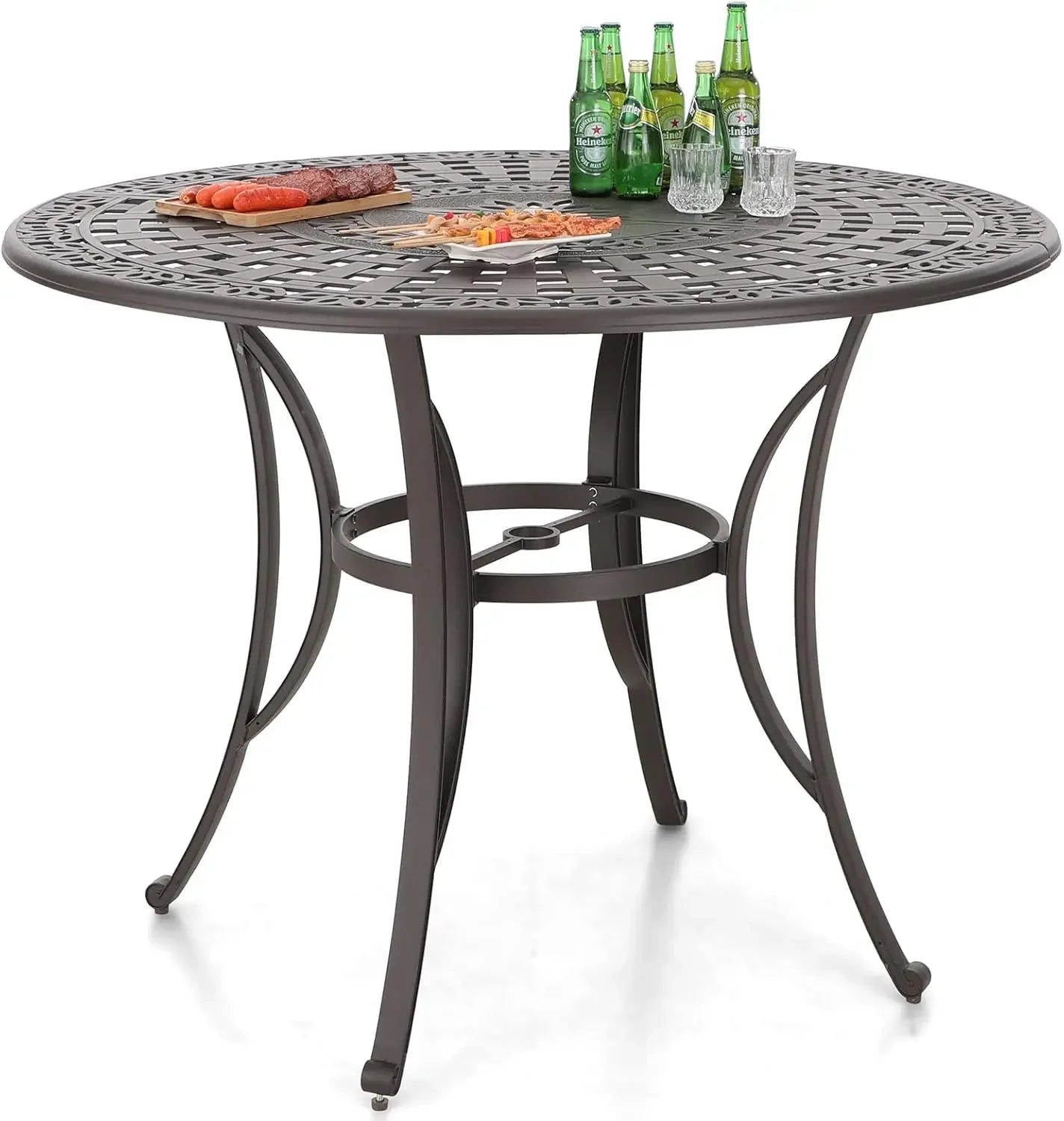 Cast Aluminum Patio Bar Chairs Set of 2, Bar Height Swivel Outdoor Bar Stools Chairs, Counter Height Outdoor Barstools,