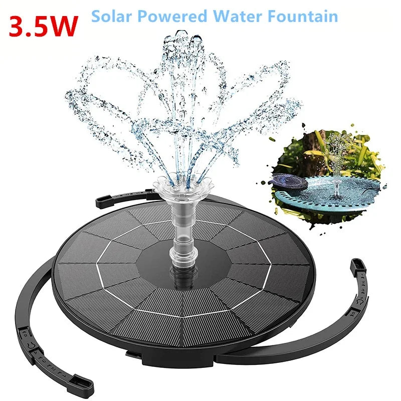 3.5W Solar Fountain Pump, Solar Powered Water Fountain Pump with 6 Nozzles,Solar Birdbath Floating Fountain for Garden