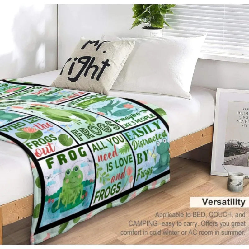 Fun frog theme blanket for frog lovers, adults, ladies and girls, Christmas birthday gifts, decorative blankets