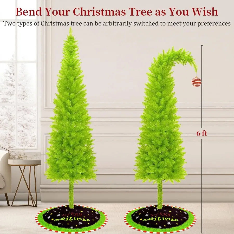 6FT Grinchs Christmas Tree with Flexible Branches Whimsical Design Perfect for Yard Includes Sturdy Stand for Outdoor Indoor Us