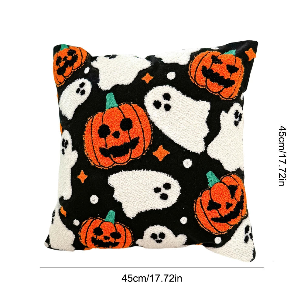2PCS 45*45cm Halloween Pumpkin Cushion Cover Throw Pillow Cover Pumpkin Fall Decorative Soft Pillowcase for Couch Pillow