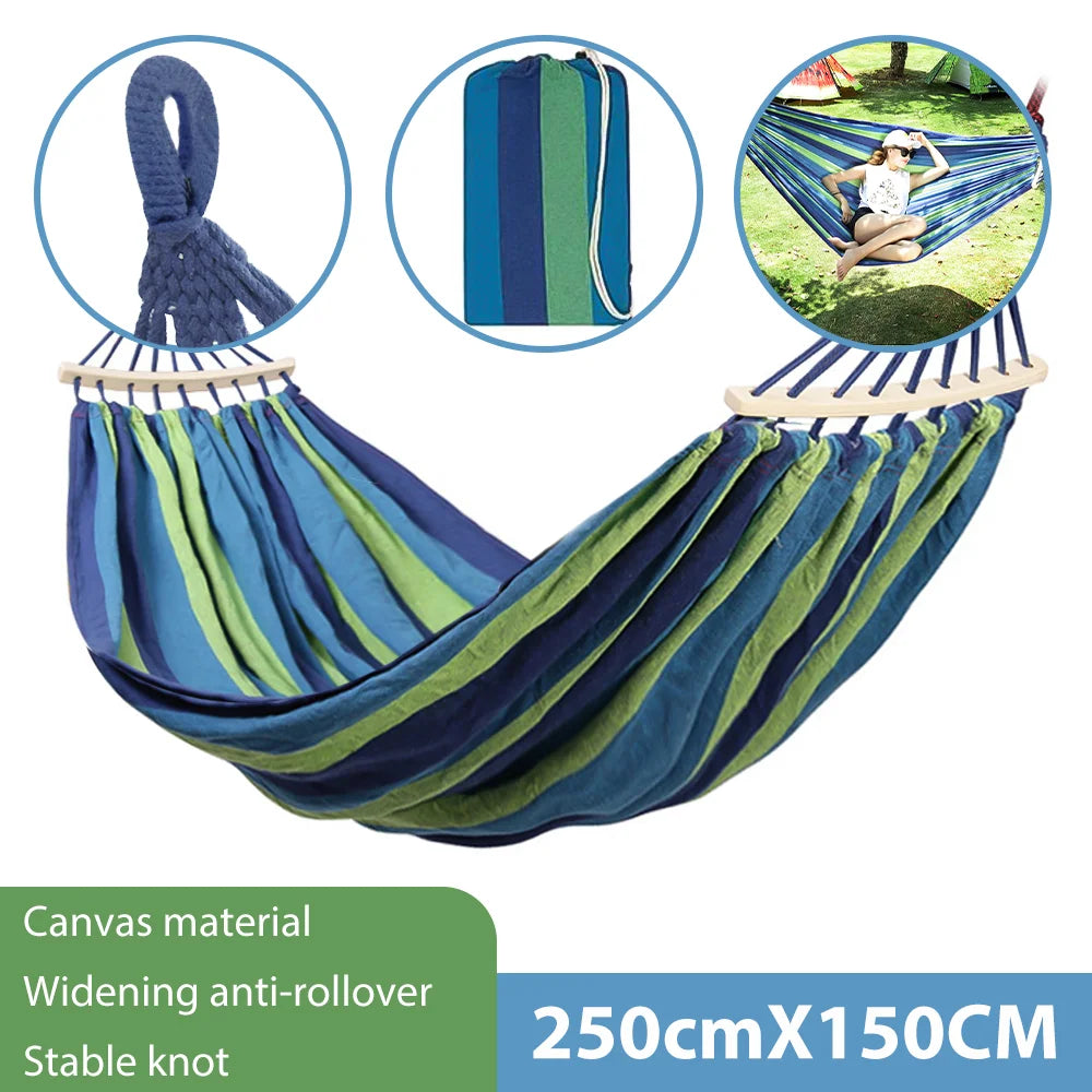 250*150CM Adult Hammock Garden Swing Indoor Portable Outdoor Camping Canvas Hammock High Strength Parachute Fabric Hanging Bed