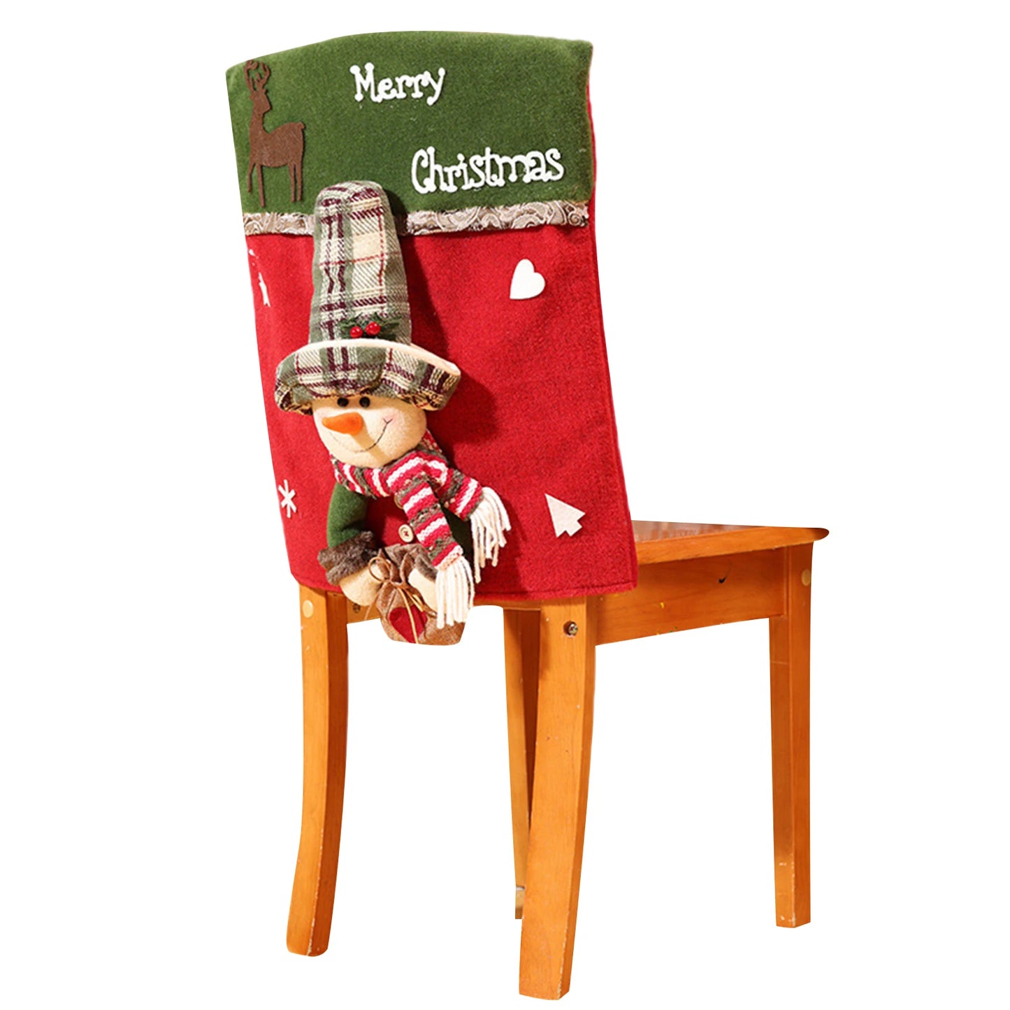 46x54cm Creative Xmas Slipcovers 3D Santa Claus/Snowman/Elk Chair Cover 2025 New Year Kitchen Decoration Dining Chair Back Cover