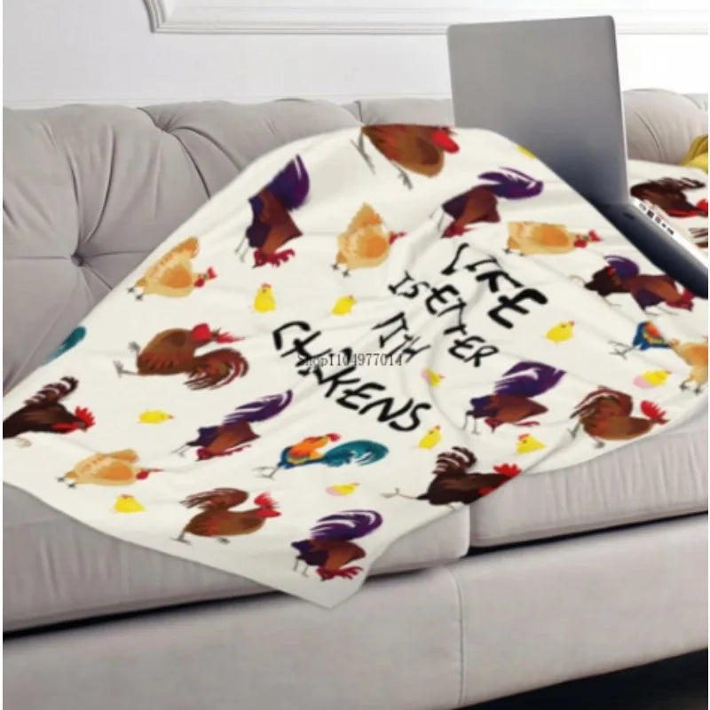 Cute Chicken Blanket for Adults Women Children Chicken Rooster Decorative Throw Blanket Comfortable Soft Blanket
