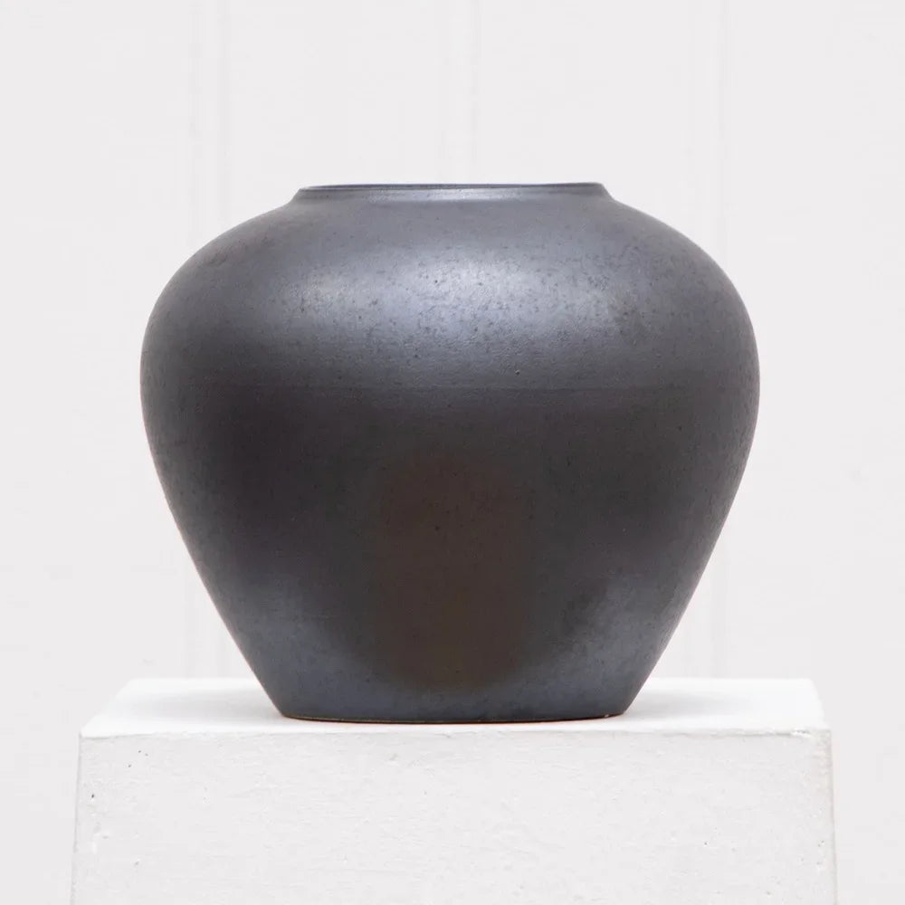 Ceramic Round Urn Vase Decorative Home Accent Ideal Fresh Flowers Dried Stems Indoor Use Graceful Curves Sophisticated Design