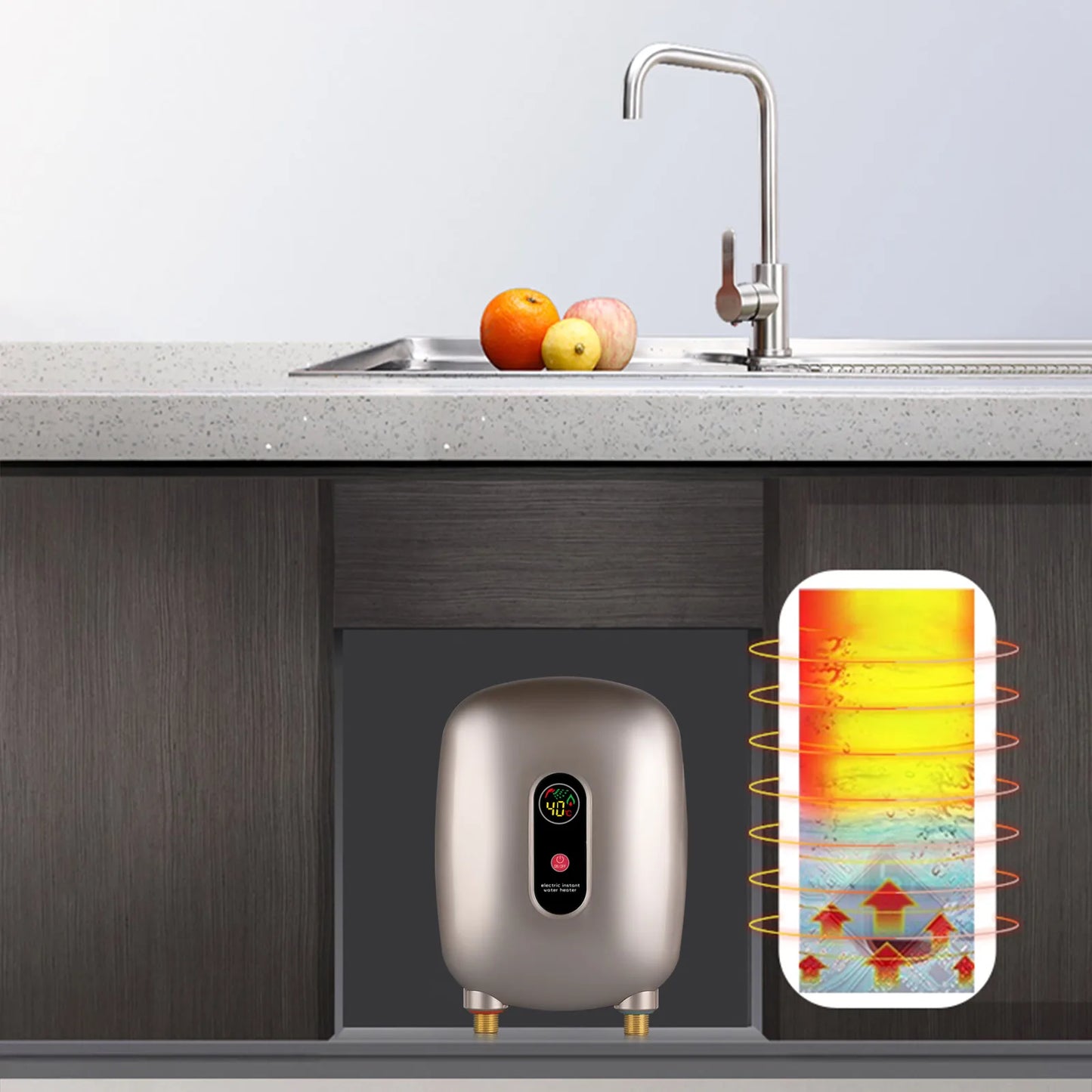 Mini Gold Tankless Instant Water Heater Electric Heater Shower Kitchen Tap Faucet 3KW 110V for Bathroom Kitchen