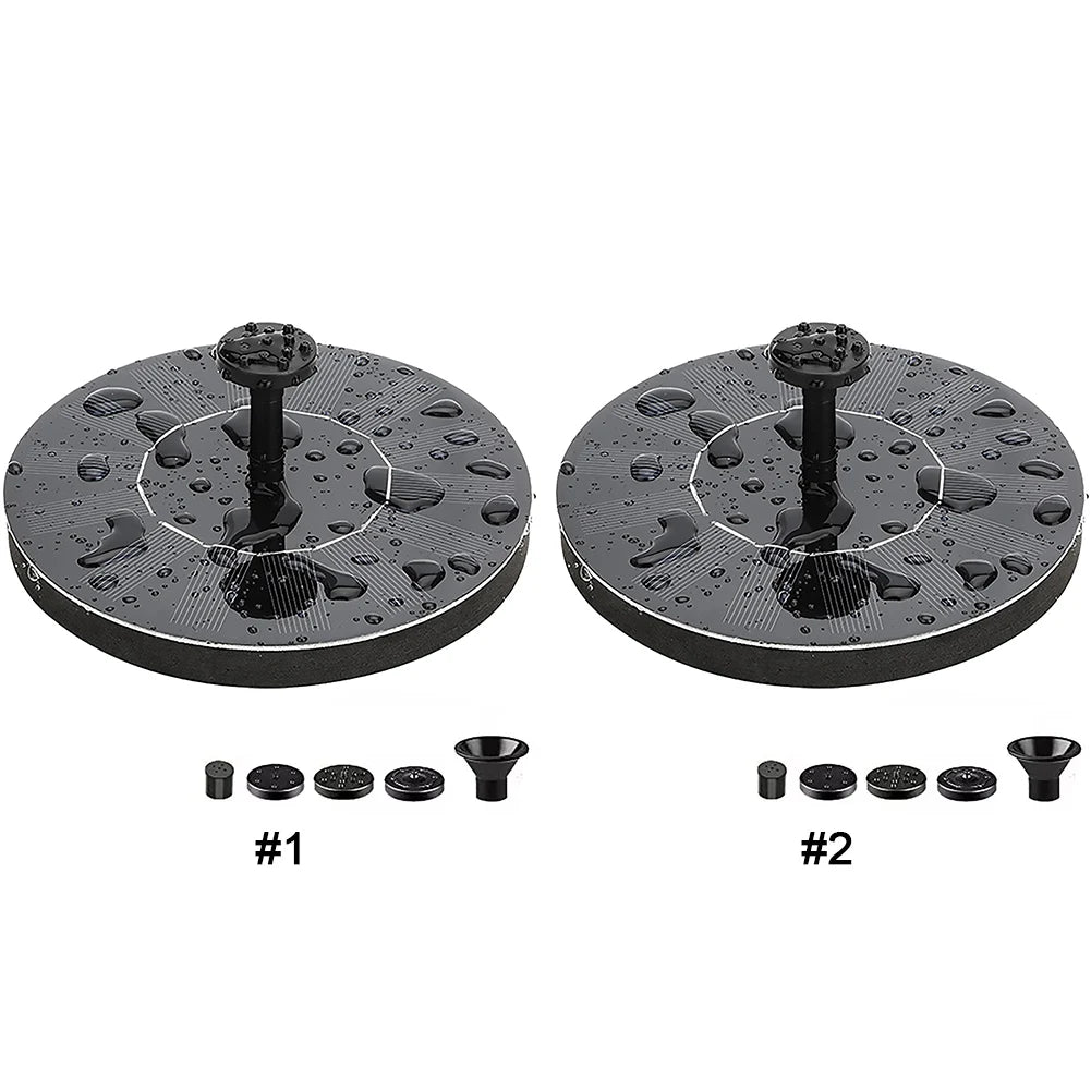 1W Solar Bird Bath Fountain with 6 Nozzles Solar Powered Floating Fountain Pump for Bird Bath Garden Pond Pool Fish Tank Outdoor