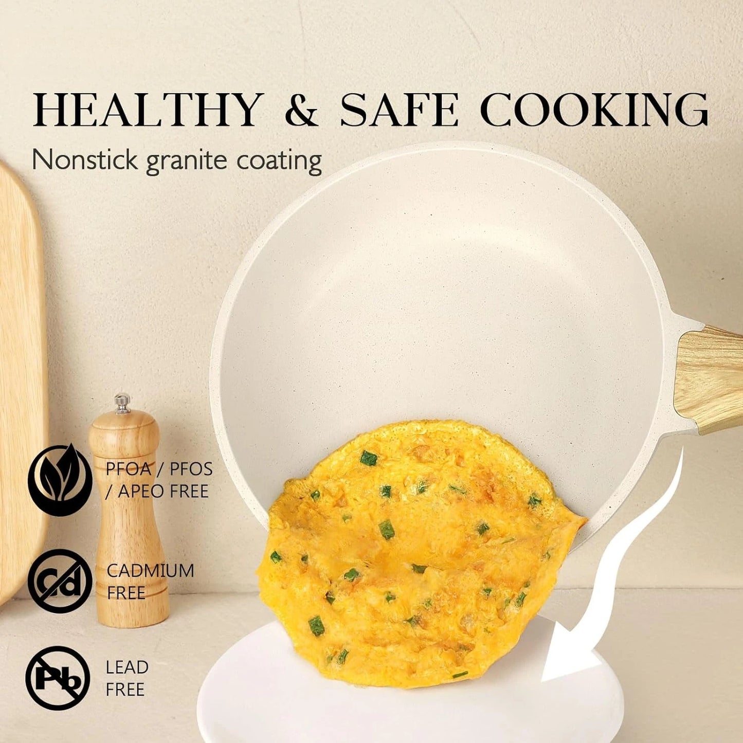 Pots and Pans Set Non Stick - 14 Pcs White Granite Kitchen Cookware Sets Nonstick Induction Cookware Cooking Pan Set ·New