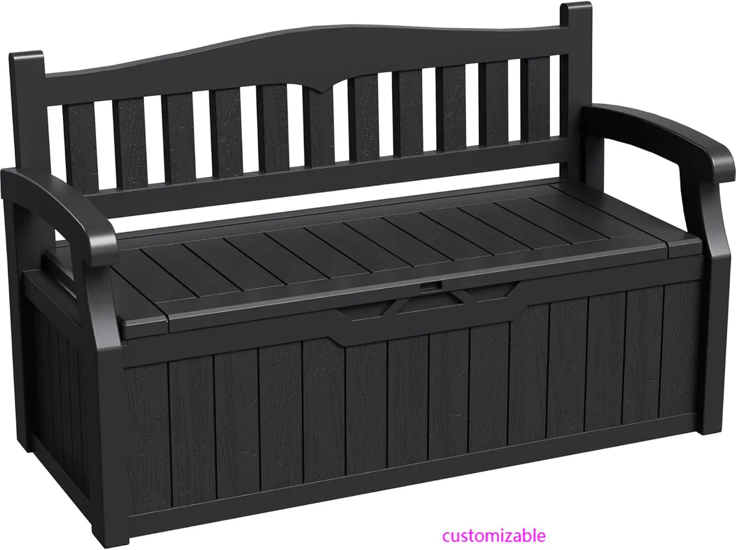 80 Gallon Storage Bench Outdoor Deck Box with Armrest, Patio Furniture,Lockable, Waterproof and UV Resistant