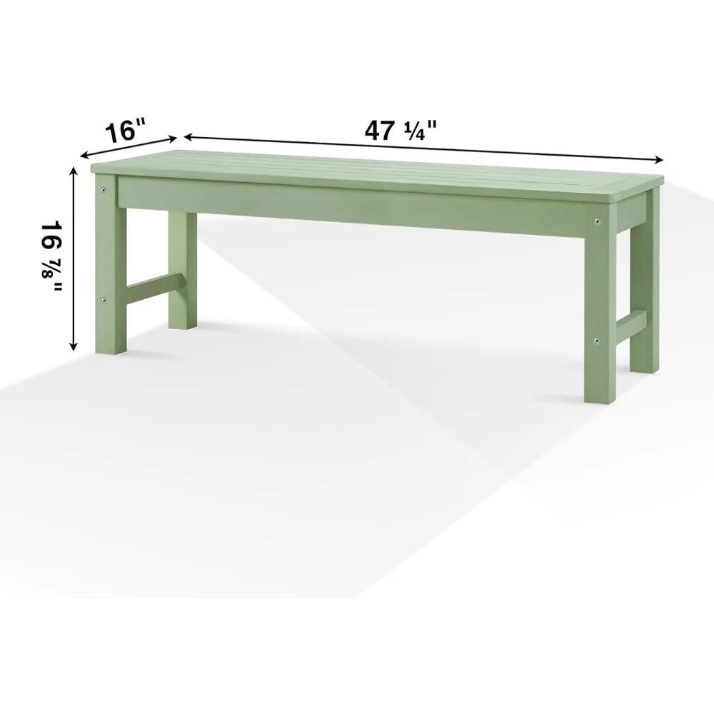 Outdoor Bench, Two Person Poly Lumber Porch Bench, Weatherproof Garden Bench That Never Rot and Fade