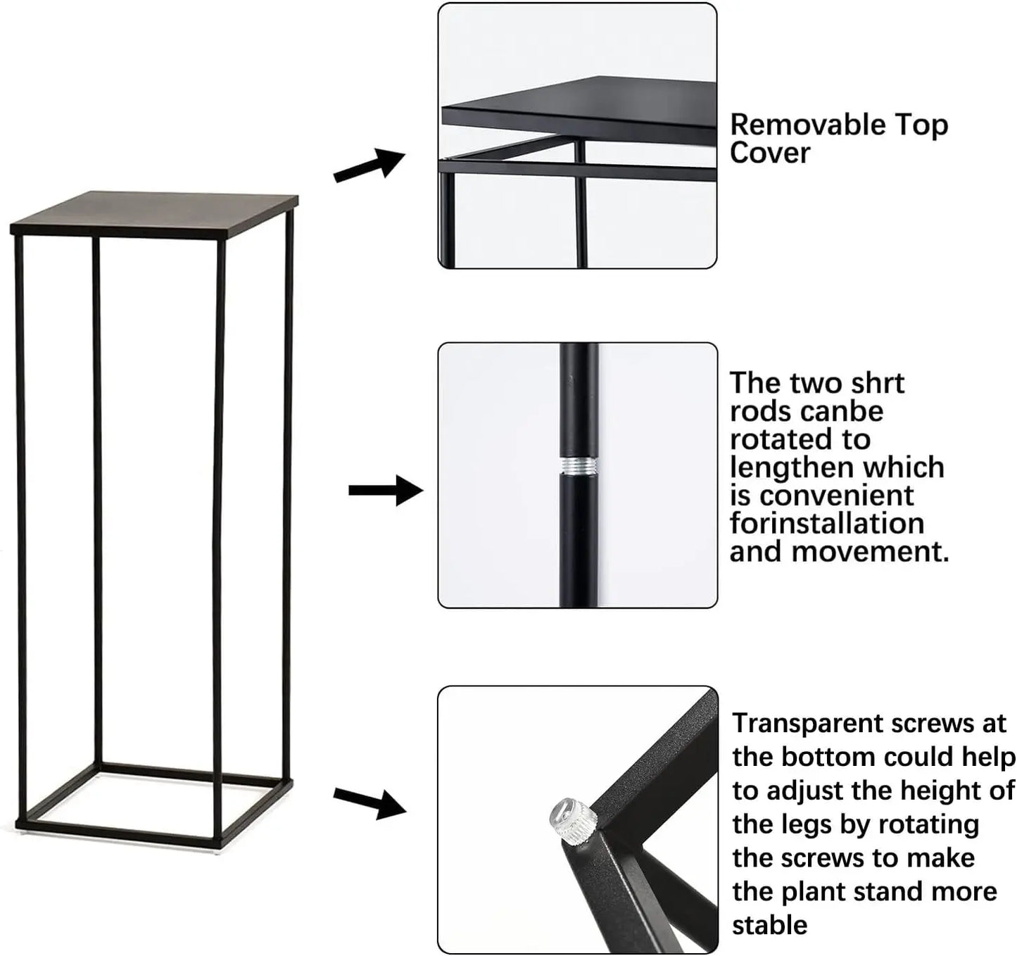 3PCS Metal Plant Stand Sets Black Pedestal Stands for Party Living Room Wedding Decoration Tall Centerpiece Stands