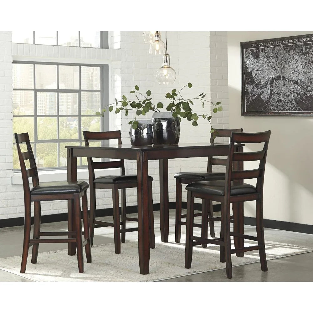 coviar 5 piece counter height dining set, includes table & 4 barstools, brown,Living Room Sets