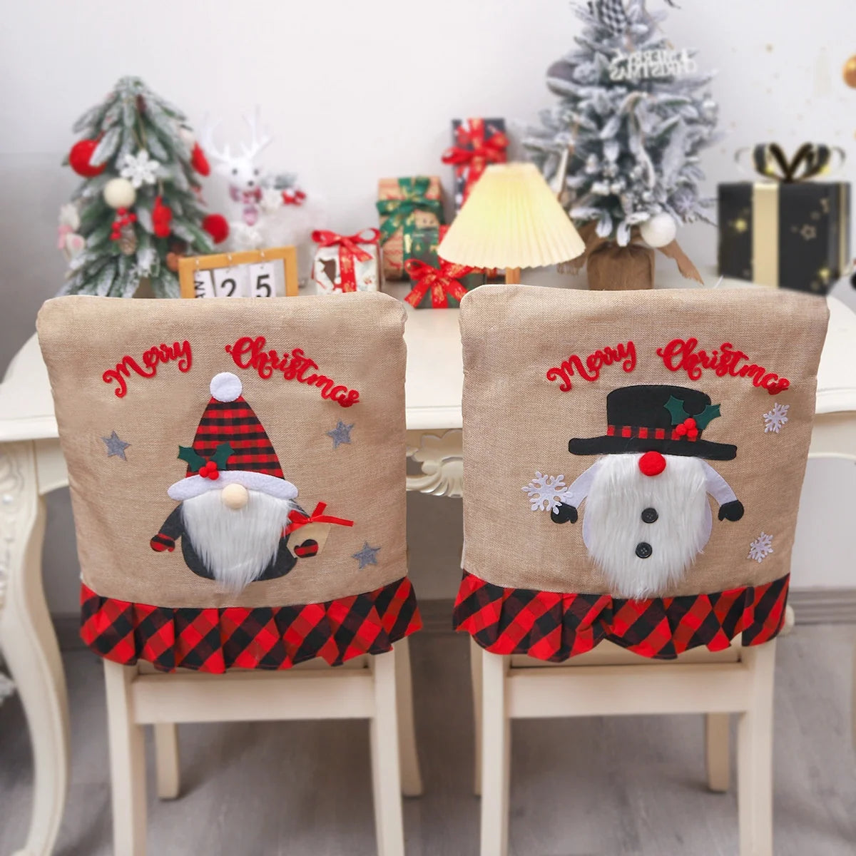 Christmas Gnome Chair Cover Merry Christmas Decorations for Xmas Decor Happy New Year