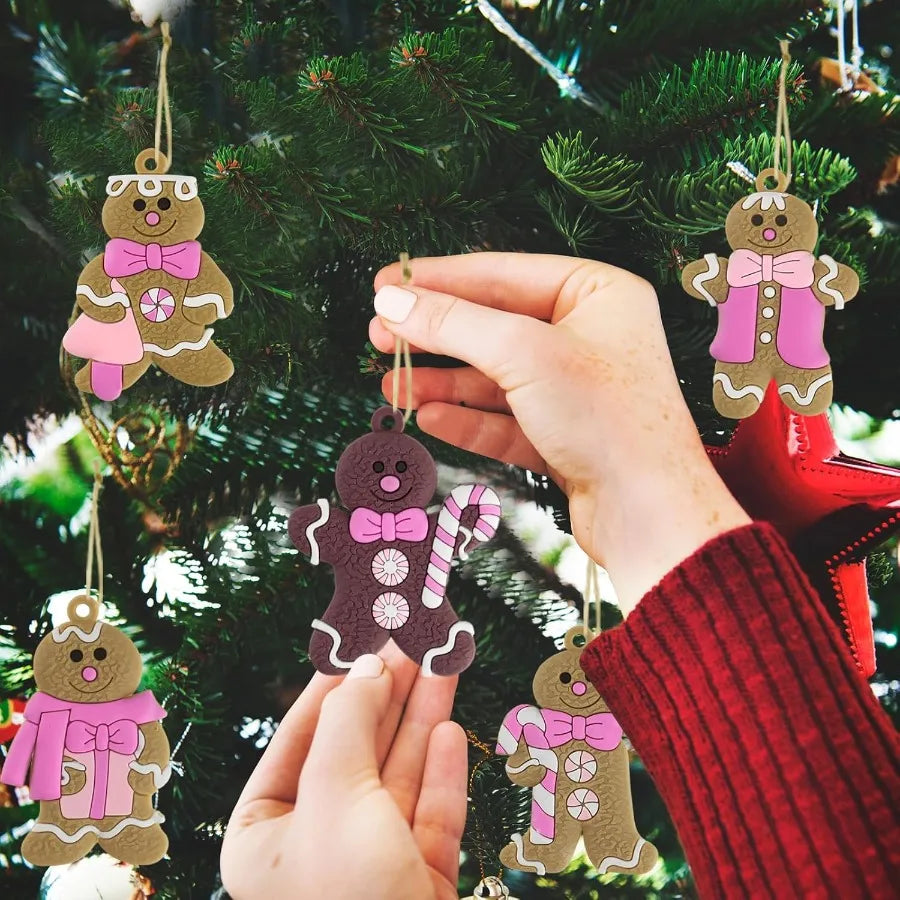 36pcs Pink Gingerbread Man Christmas Tree Decorations Hanging Ornaments for Holiday Xmas Tree Home Decor Festive Winter Season