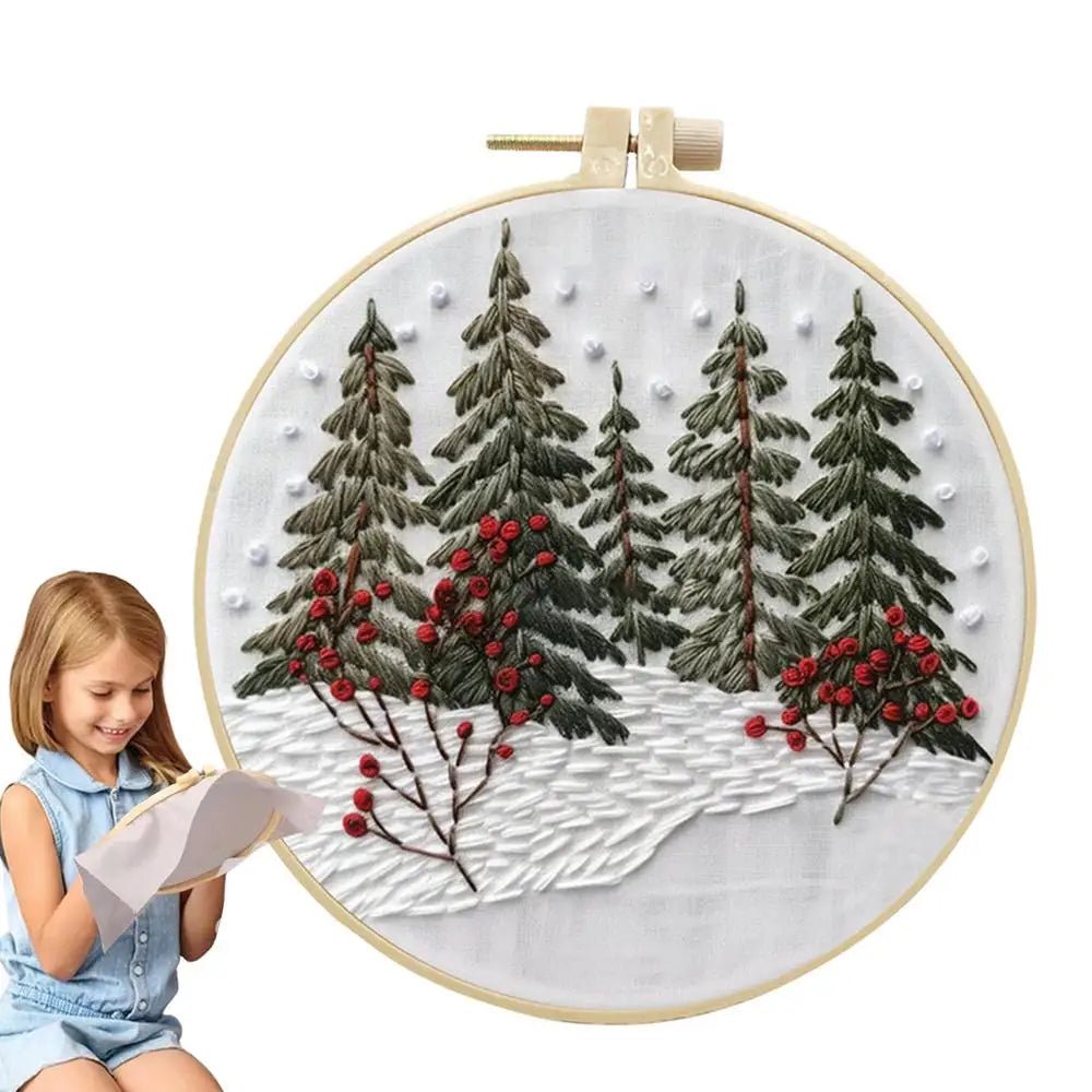 Christmas Embroidery Kit Cotton Linen Embroidery Kits Long-Lasting Design Christmas Embroidery Hand Embroidery Stamped Kits For