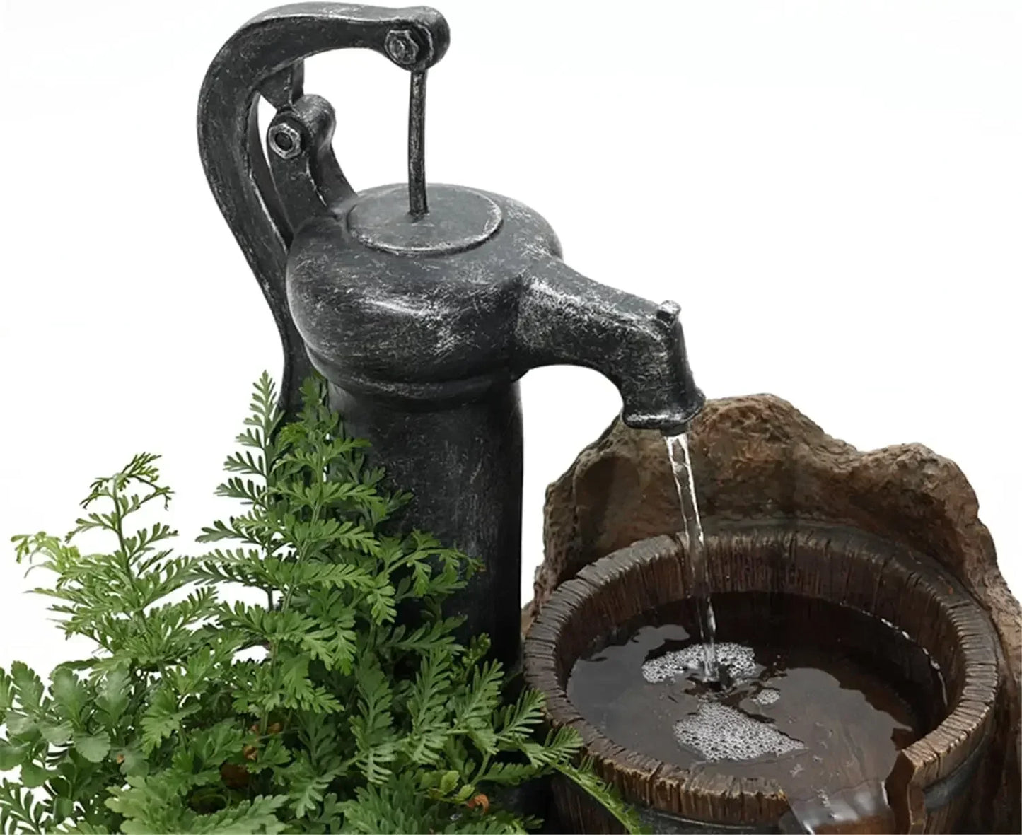 XMSJ-Glenville Water Pump Cascading Water Fountain, Brown/Black