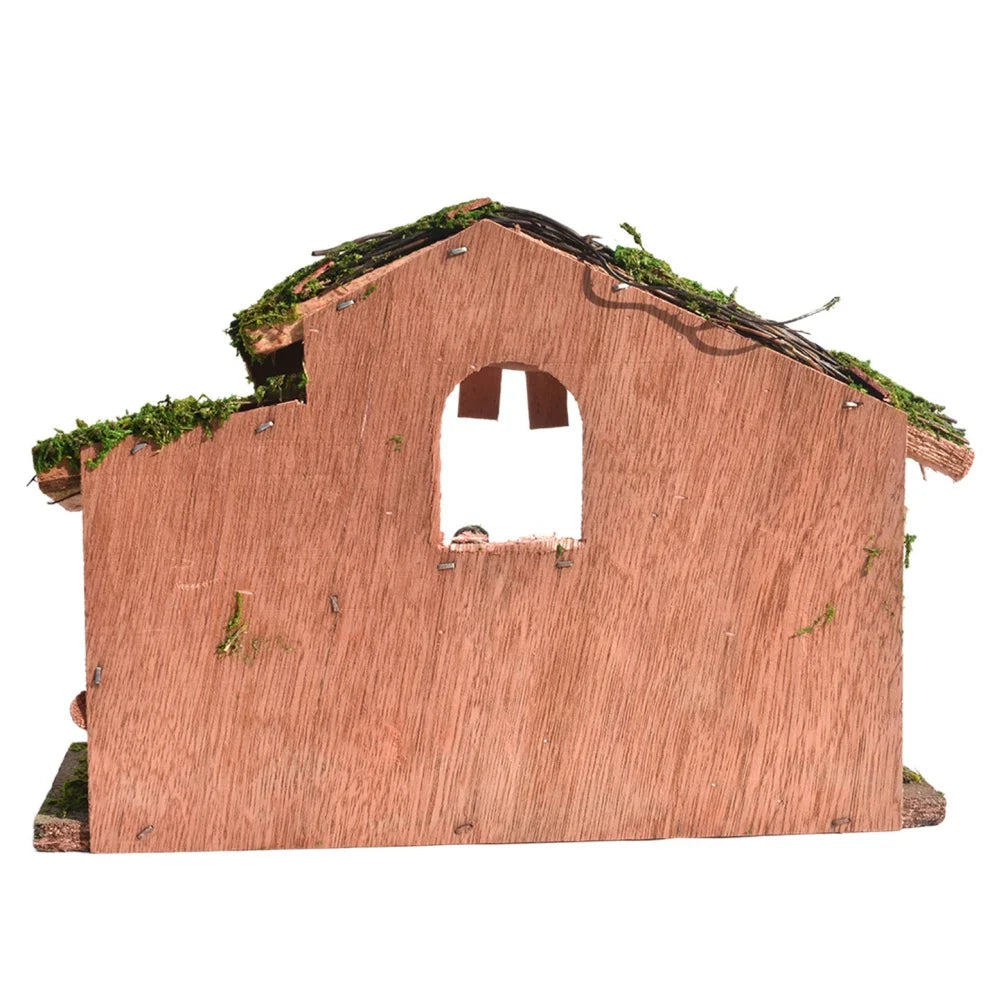 Christmas Nativity Figurine With Wooden Stable Advent Nativity Scene Mary Jesus Angel Wise Men Stable Animal Statues Home Decors