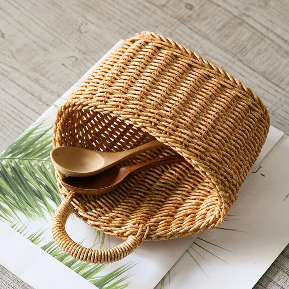 Home Decor Hanging Woven Storage Basket Hand-woven Wall Basket Fruit Sundries Organizer Hanging Baskets