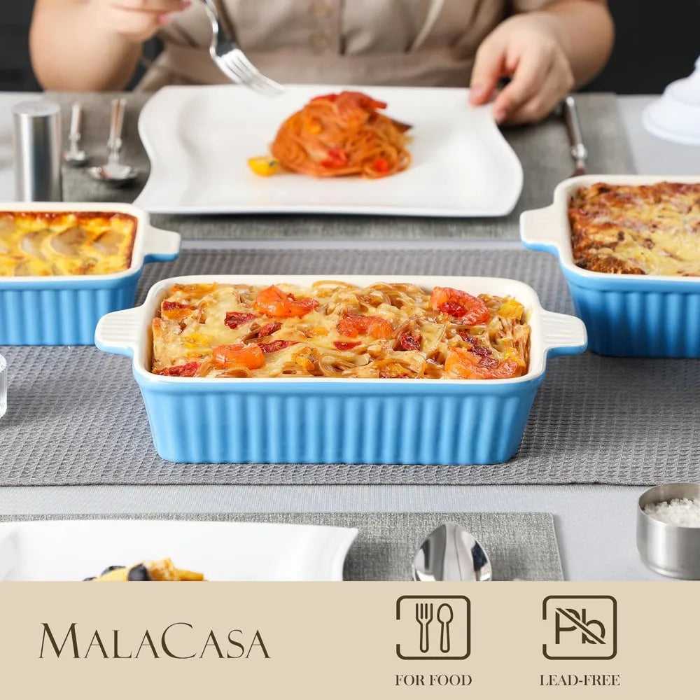casserole dishes for oven, porcelain baking dishes, ceramic bakeware sets of 4, rectangular lasagna pans deep with handles for