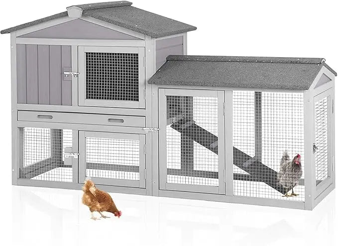 Chicken Coop for 2 Chickens, Wooden Duck House Outdoor Hen House Poultry Quail Cage-Expandable Design