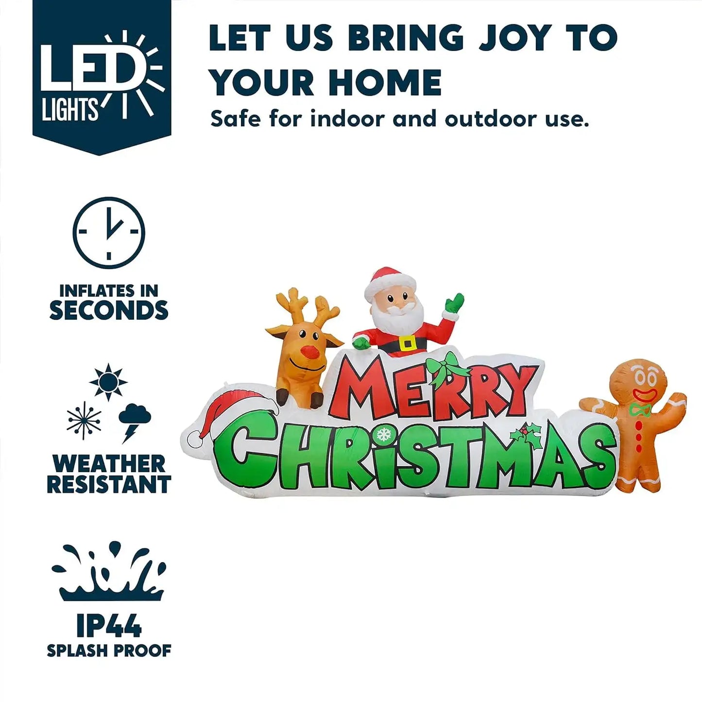 Joyfy 9.5 FT Christmas Inflatables Merry Christmas Sign Christmas Blow Ups Yard for Holiday Party Garden Lawn Decor