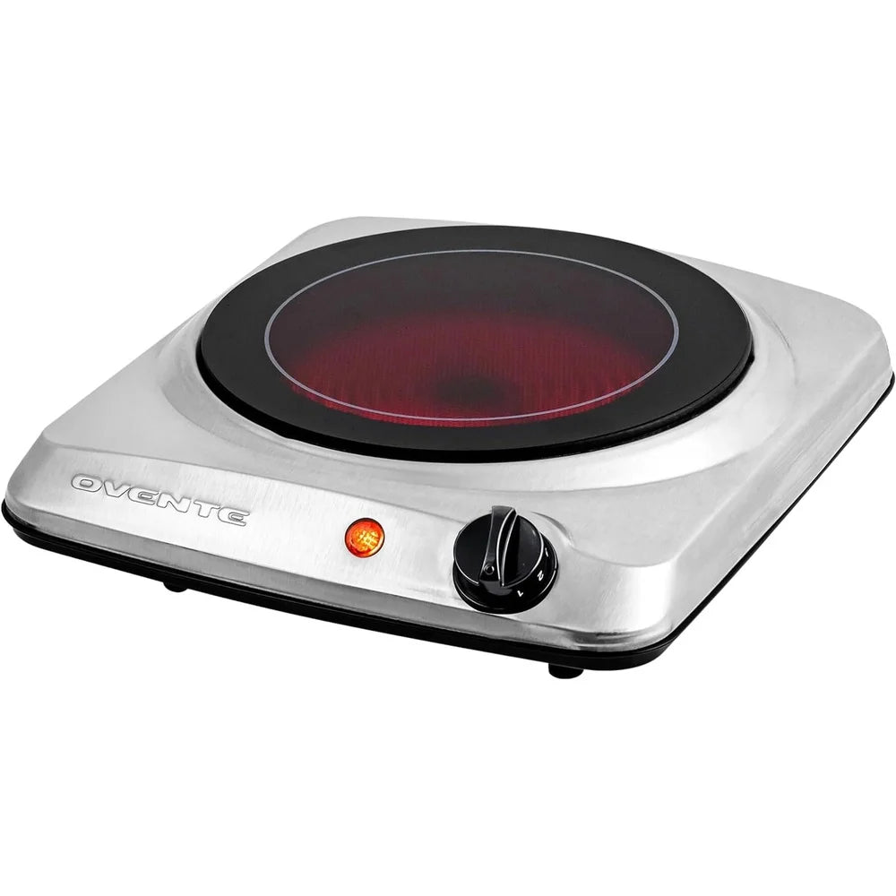 1000W Infrared Electric Hot Plate Countertop Burner Adjustable Temperature Easy Clean Portable Cooktop Home Camping RV