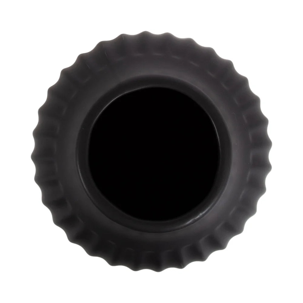 Ribbed Matte Black Ceramic Curved Vase Decorative Home Accent Ideal Floral Arrangements or Tabletop Display Gift All Occasions