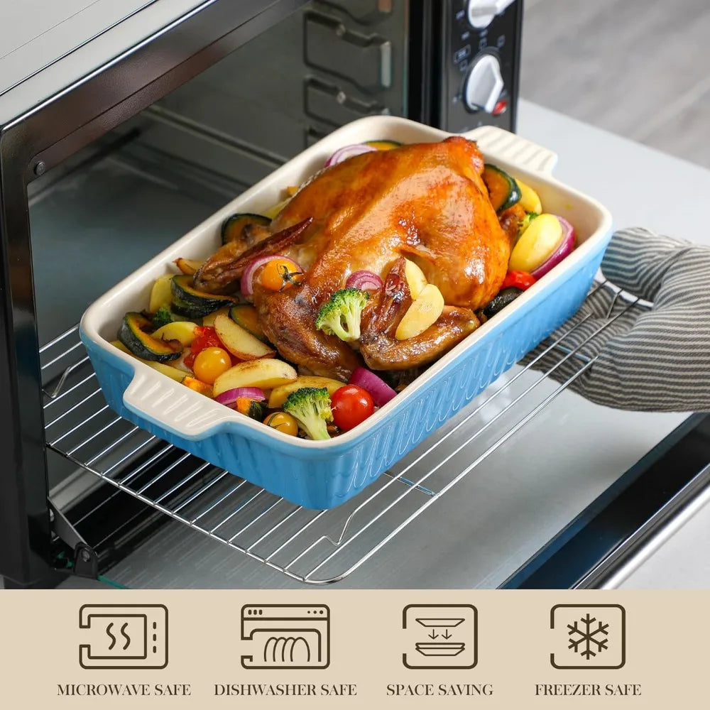 casserole dishes for oven, porcelain baking dishes, ceramic bakeware sets of 4, rectangular lasagna pans deep with handles for