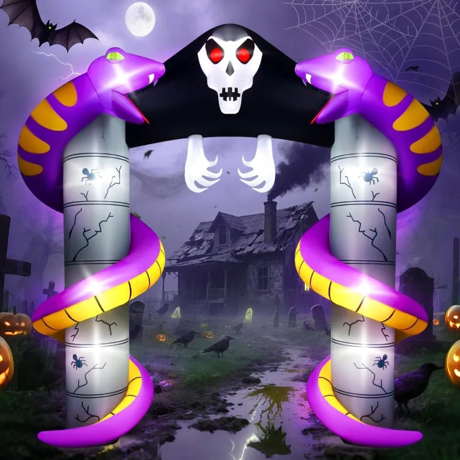 Halloween Inflatable Arch Ghost Decoration with Builtin LEDs for Outdoor and Indoor Use Perfect for Yard Garden Lawn Party Chri