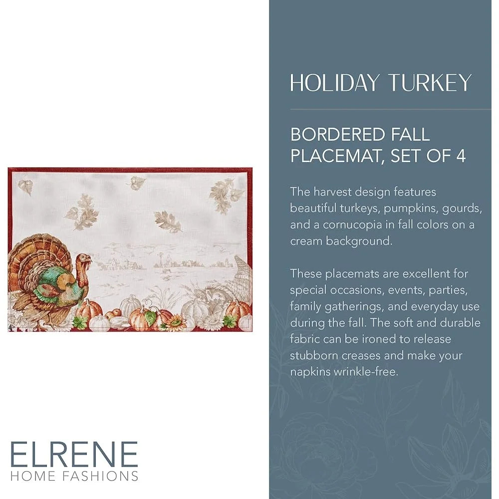 Elegant Autumn Placemats Set of 4 Seasonal Dining Table Decor 100 Polyester Machine Washable Thanksgiving Table Setting