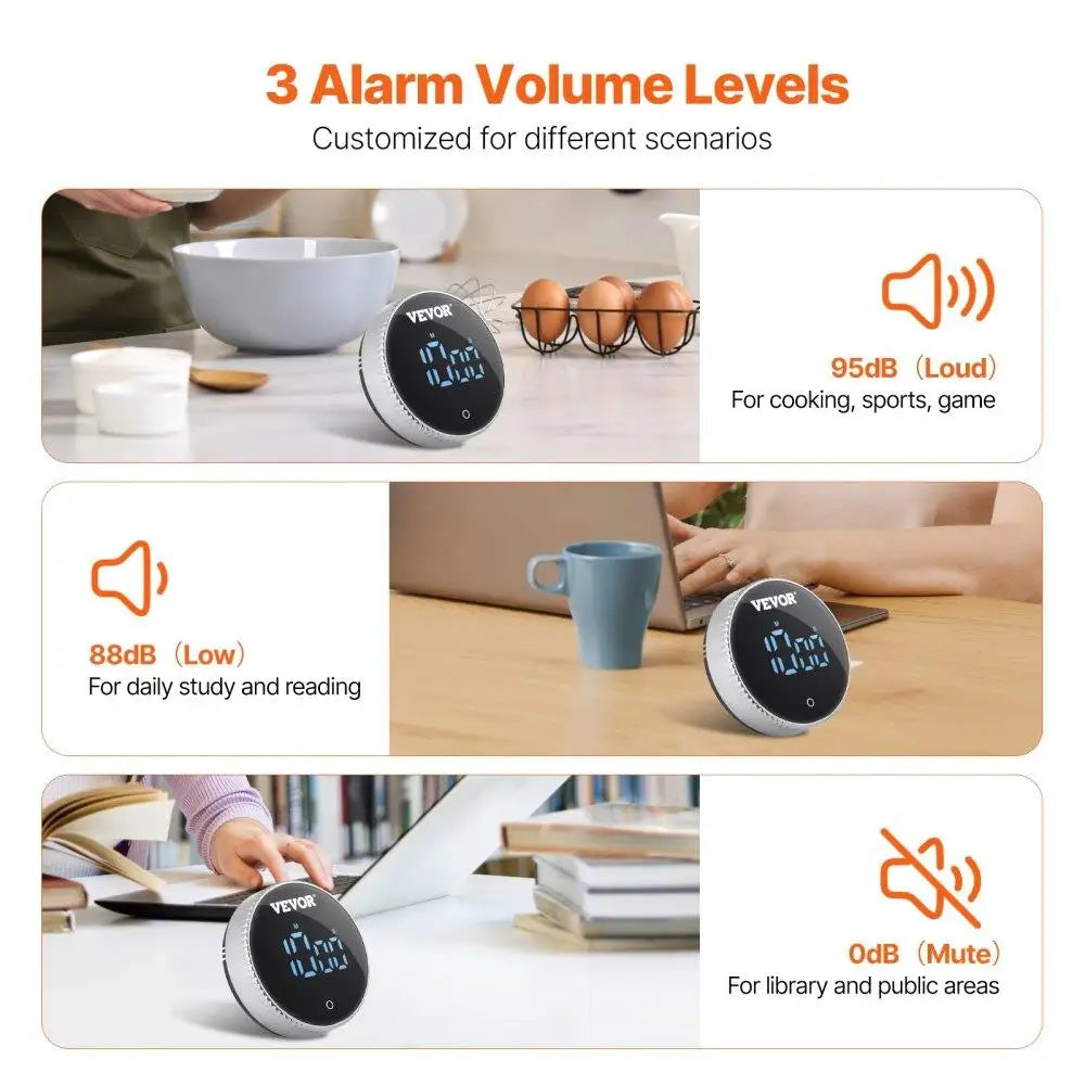 Digital Kitchen Timer Magnetic Countdown Durable Sticky Display