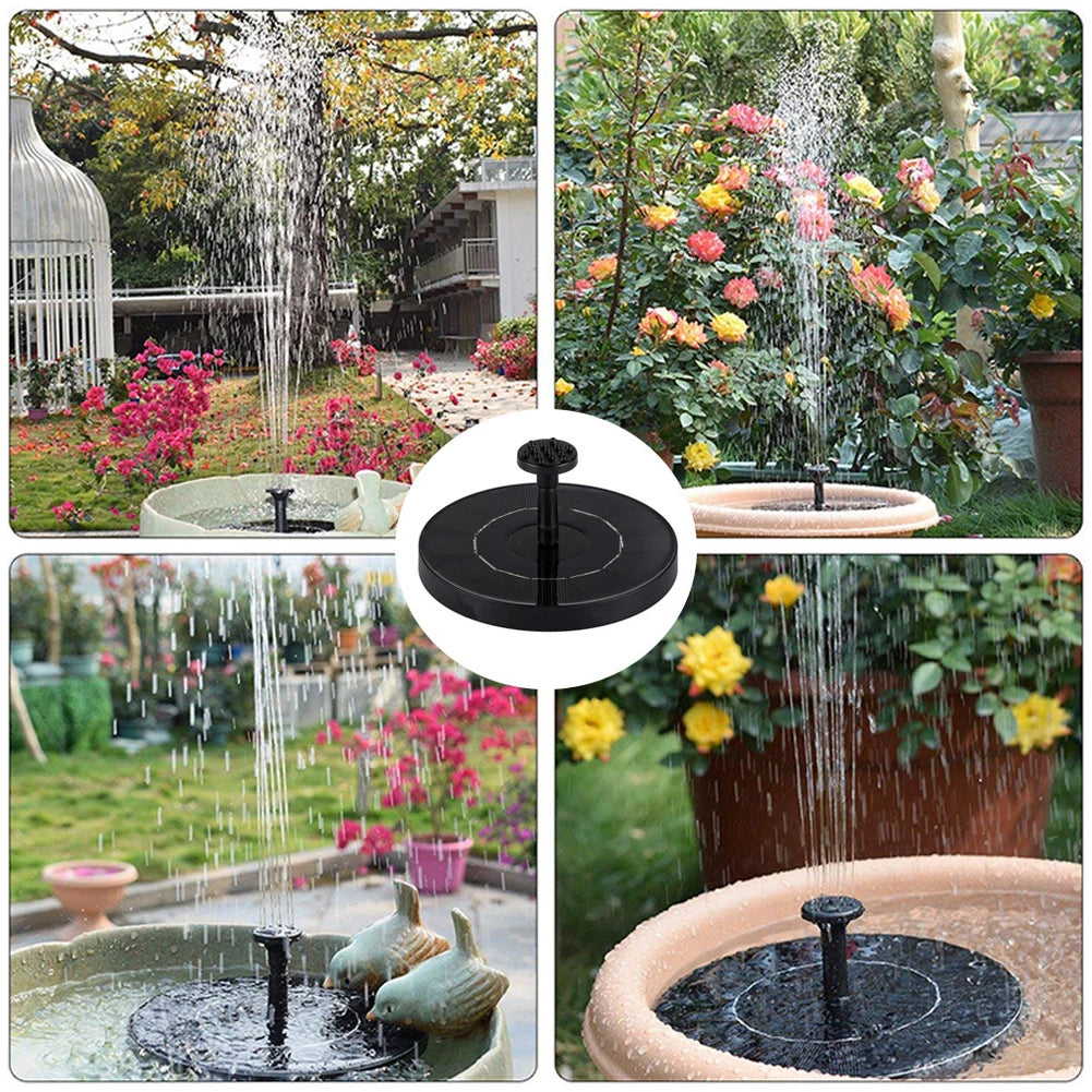 Solar Fountain with 8 Nozzles Floating Solar Fountain Flower Bird Bath Fountain for Outdoor Garden Pond Pool
