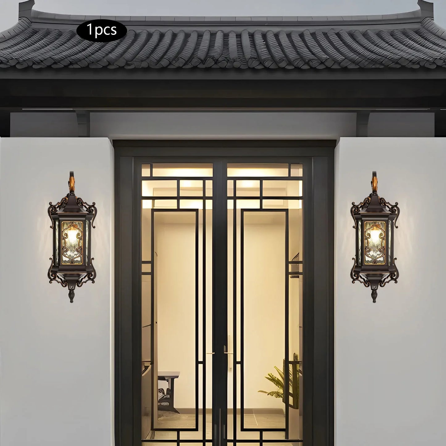 6.29" Wall Light Outdoor IP55 Waterproof Retro Outside Porch Light Gourd Type Need 1 * E26 (Not Included) 85-265V